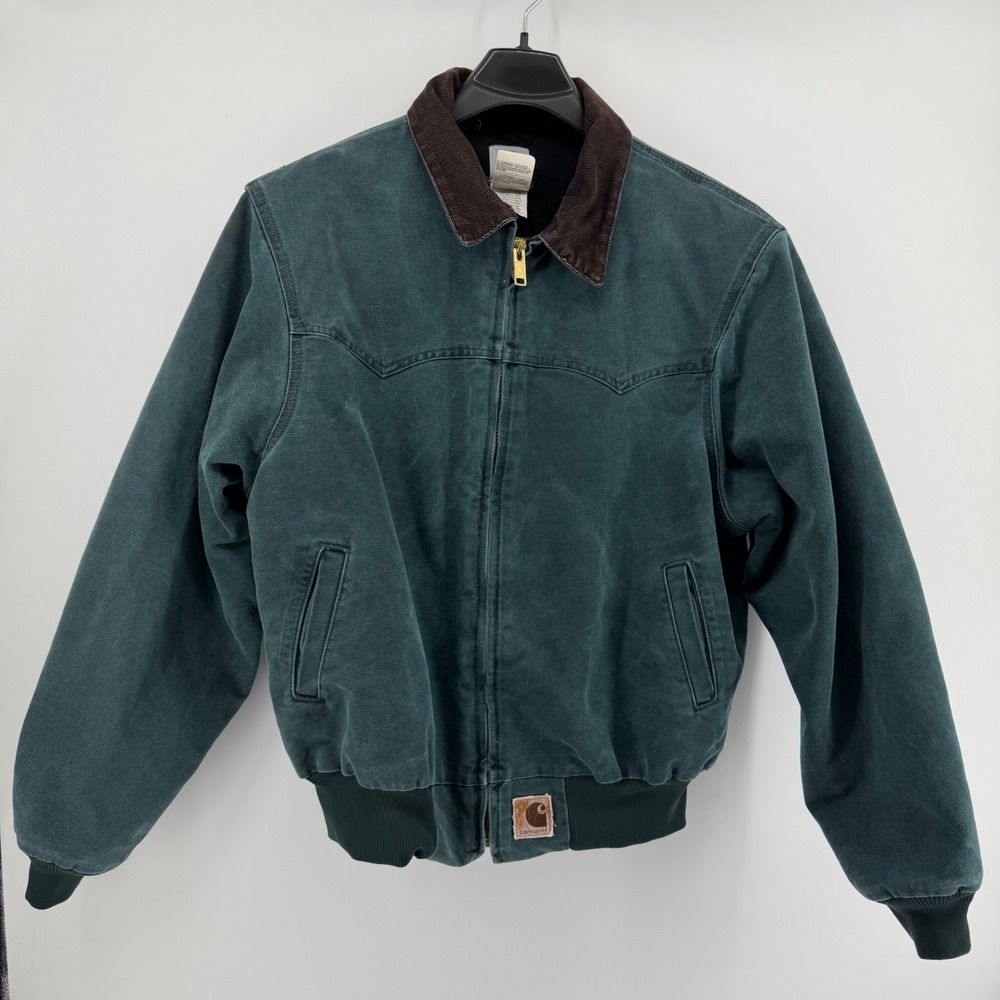 Vintage 1999 Carhartt Jacket Mens XL Green J14 HTG Santa Fe Western Duck Bomber